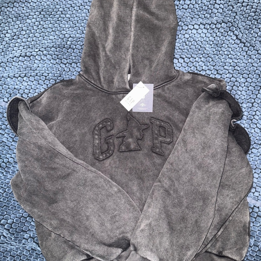 GAPxWICKED Charcoal Washed Pullover Hoodie with Embroidered Logo